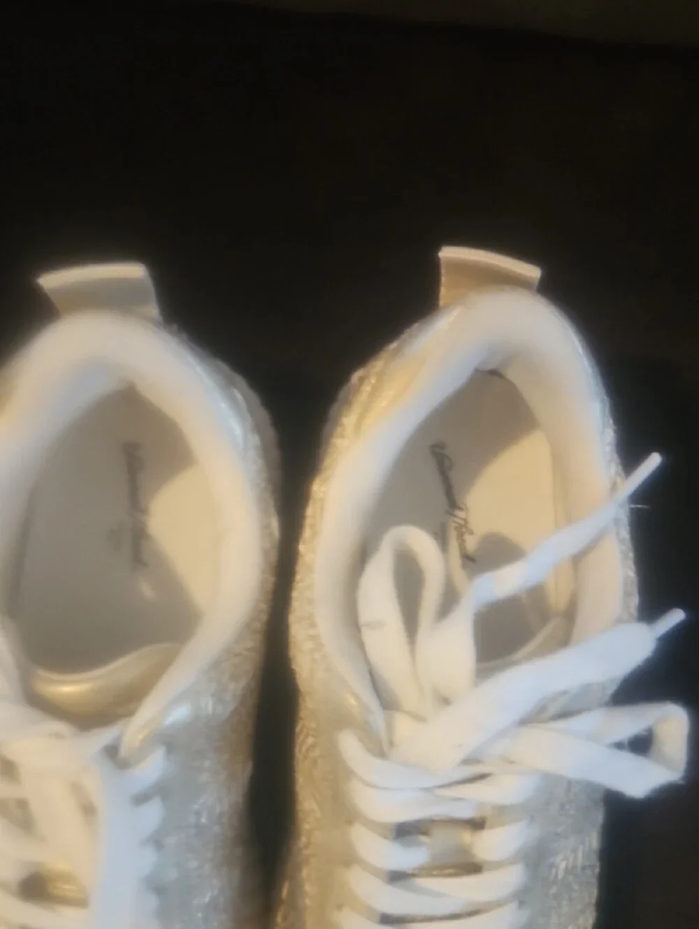 Women’s Metallic Gold Knit Lace-Up Sneakers - Comfort Casual